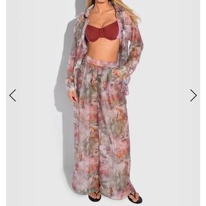 Ta3 Flowy Pant Cheeky Monkey Floral Women's Pants Sz M NWT